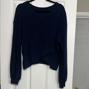 lululemon athletica Navy Blue Crew Neck Crossover Sweater